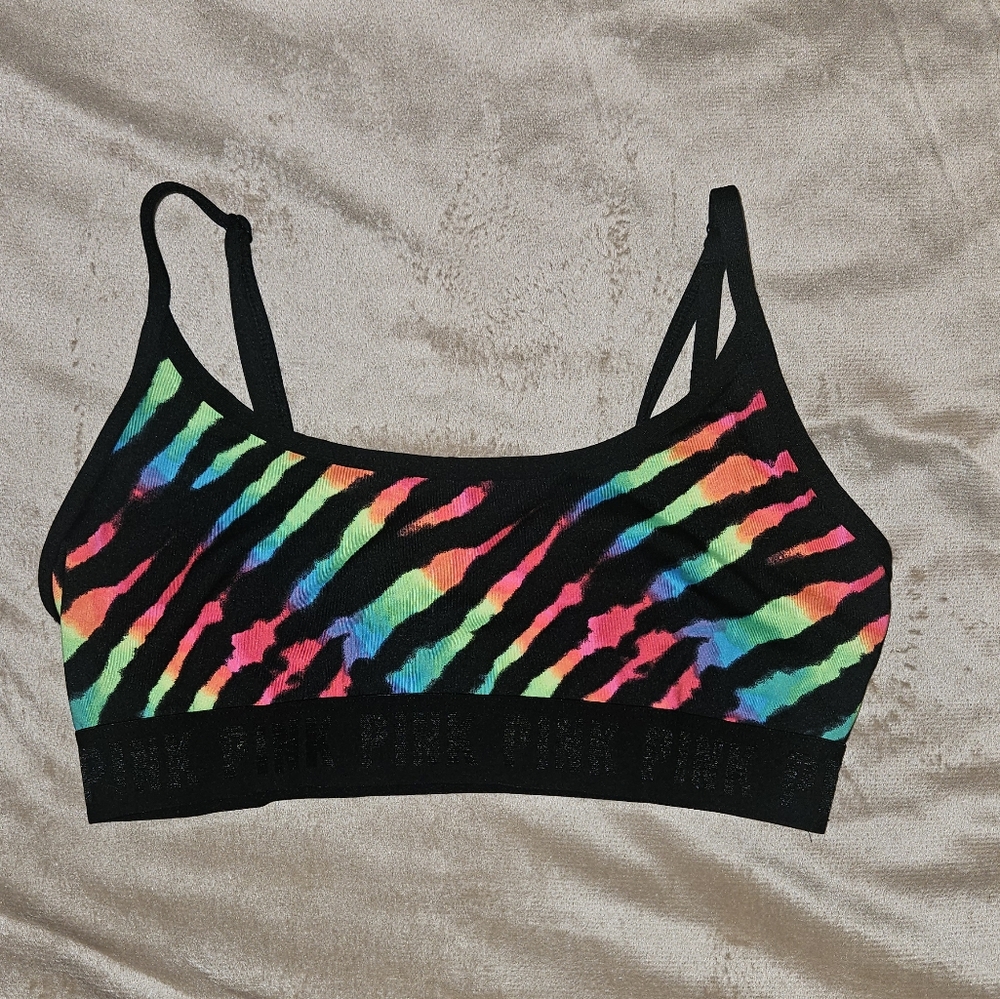 PINK Victoria’s Secret rainbow zebra sports bra